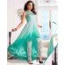 Sea Green PARTY WEAR GEORGETTE & NET LONG ANARKALI SUIT 