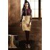 Brown and Gold Breathtaking HEROINE Straight Cut Designer Dress