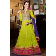 Lime Green Stunning Jacqueline Fernandez KICK Anarakali Dress