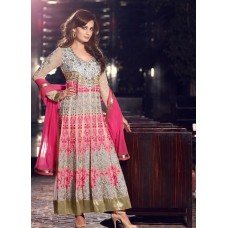 Grey And Pink Dashing Dia Mirza Georgette Floor Length Anarkali Suit