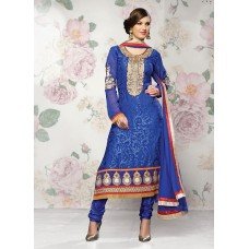 Blue Beautiful Statuesque Party Wear Georgette Churidar Shalwar Suit 