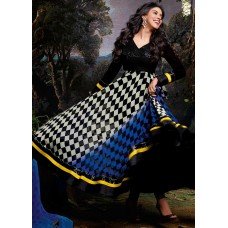 3033 Black and White Gorgeous Asin Printed Georgette Anarkali Style Suit 