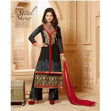 Black and Red CLASSIC KEYAS 4 GEORGETTE LONG LENGTH STRAIGHT SUITS
