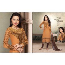 Brown BEAUTIFUL NITA PARTY WEAR LONG STRAIGHT SALWAR KAMEEZ 