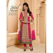 Golden and Pink CLASSIC KEYAS 4 GEORGETTE LONG LENGTH STRAIGHT SUITS