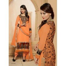 Orange CLASSIC KEYAS 4 GEORGETTE LONG LENGTH STRAIGHT SUIT