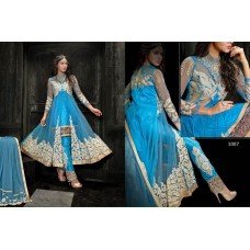 1007 Blue Princess Wedding Wear Anarkali Dress