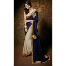 Blue and White OUTSTANDING KHAWAB WEDDING WEAR SAREE 