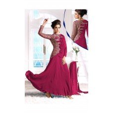 PINK WEDDING WEAR GEORGETTE & NET LONG ANARKALI SUIT 