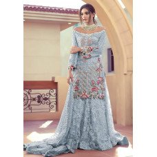 Blue Net Embroidered Dress Indian Wedding Palazzo Suit