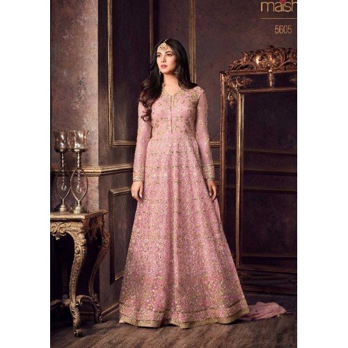 Blush Pink Thread Embroidered Anarkali | Lashkaraa | Blush pink dresses,  Pink formal dresses, Blush dresses