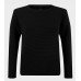 Black Mens Slim Fit Ribbed Jumper