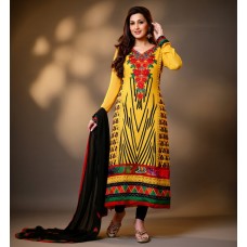 YELLOW PARTY WEAR GEORGETTE CHURIDAR SHALWAR 