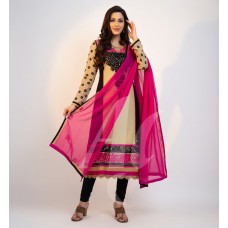 WHITE PINK PARTY WEAR GEORGETTE CHURIDAR SHALWAR SUIT 
