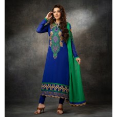 BLUE PARTY WEAR GEORGETTE CHURIDAR SHALWAR SUIT 