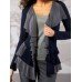 Dark Blue Crystal Front Frill Cardigan