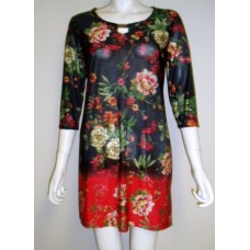 Red Crystal Floral Tunic Dress