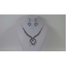 Heart Sketch Blue Crystal Necklace