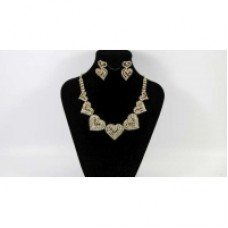 Lotus Hearts Brown Diamante Necklace