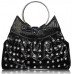 Black Small Croc Diamante Studded Handbag