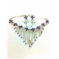Flower Waterfall Purple Crystal Necklace