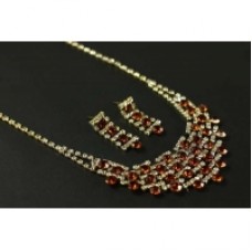 Set Brown Crystal Collar Necklace