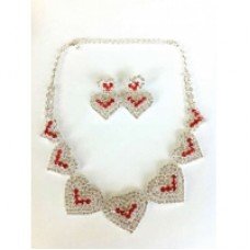 Red Lotus Heart Diamante Necklace