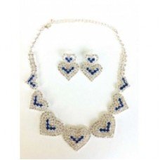 Lotus Hearts Royal Blue Diamante Necklace