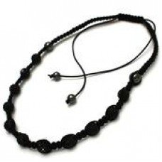 Black Threaded Shamballa Crystal Balls Necklace