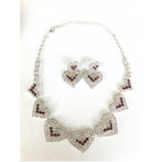 Lotus Hearts Wine Diamante Necklace