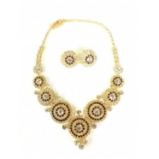 Whirl Gold & Brown Sparkly Crystal Necklace