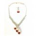 Triple Studs Red Diamante Necklace