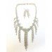 Bow Tassel Silver Crystal Necklace