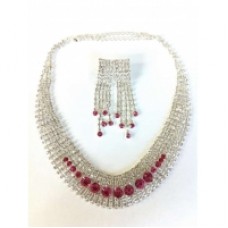 Fringe Pink Crystal Necklace