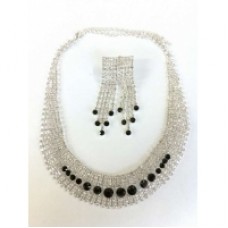 Fringe Black Crystal Necklace