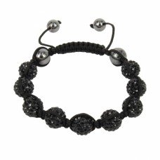 Black Unisex Crystal Shamballa Bracelet