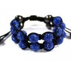Blue Crystal Unisex Double Shamballa Bracelet
