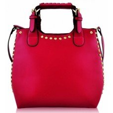 Fuchsia Ladies Fashion Studded Tote Handbag