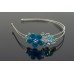 Blue and Silver Crystal Flower Head Band
