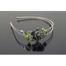 Black and Green Crystal Flower Head Band