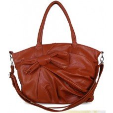 Brown Side Bow Shoulder Handbag