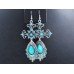 Crystal Turquoise & White Pair Of Earings