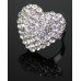 Crystal silver heart shape ring