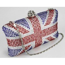 Beautiful Union Jack Diamonte Crystal Studs Clutch Bag In A Beautifully Presented Gift Box 