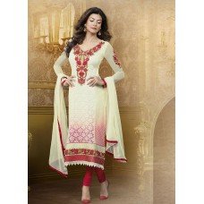 Off White SUSHMITA SEN DETAILED EMBROIDERED PARTY WEAR STRAIGHT DESIGNER SUIT