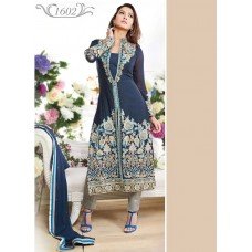 Blue GAUHAR KHAN DETAILED EMBROIDERED WEDDING WEAR DESIGNER SUIT