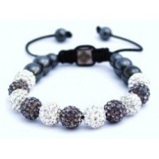 Grey and Silver White Unisex Crystal Shamballa Bracelets