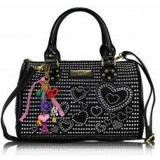 Heart Diamante Tote Bag With Charm In Four Different Colours