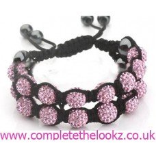 High Quality Pink Double Crystal Shamballa Bracelet