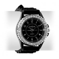 Lady Black Crystal Sport Watch